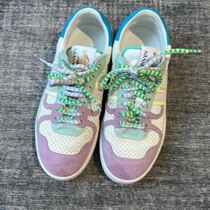 Authentic Lanvin Pastel Purple White Leather sneakers Eur 39